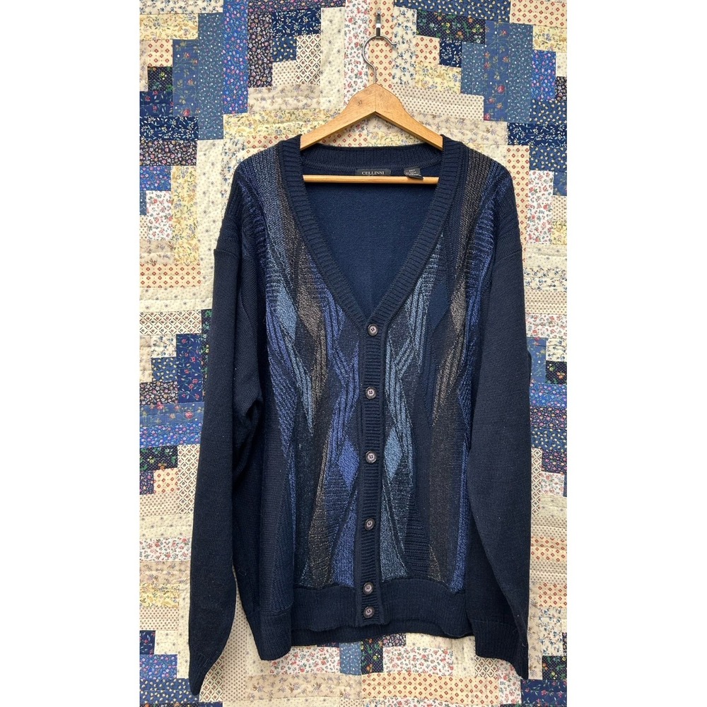 Men's Vintage Cellini Collection Argyle Cardigan Sweater